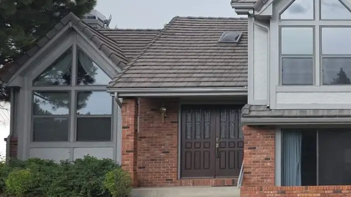 An example of a large entry door on a house inspected by Custom Exteriors.