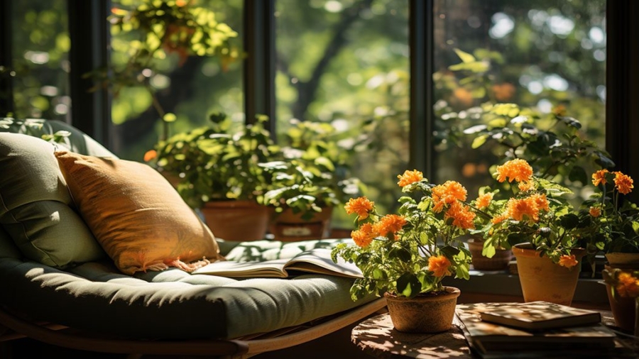 Sunroom created by adding windows to an existing room