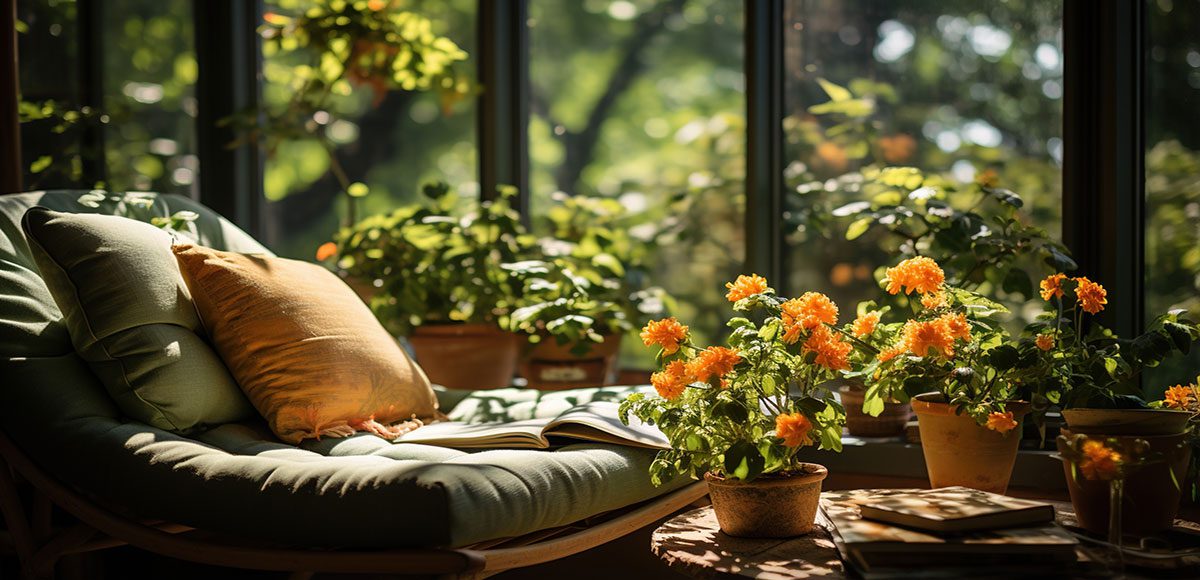 Sunroom created by adding windows to an existing room