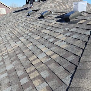 Asphalt shingle roof replacement by Custom Exteriors, a Boulder roofing contractor