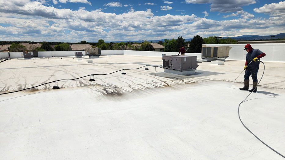 Commercial roof maintenance by Custom Exteriors, a roof maintenance company