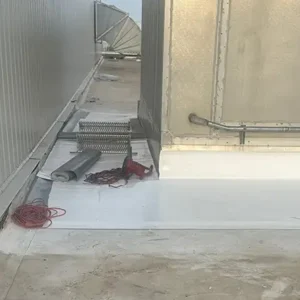 Repairs on this flat roof in Windsor are underway.